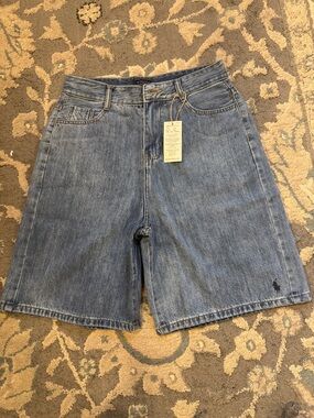 Ralph Lauren Denim Shorts in Medium Blue with Gold Stitching